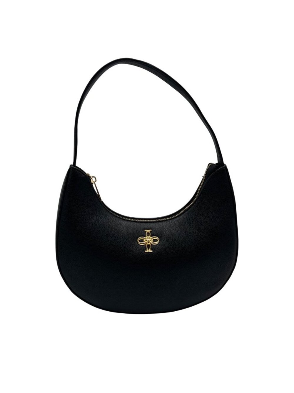 Grossi Black Leather Noemie Half Moon Shoulder Bag